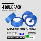 Lichamp Blue Painters Tape 2 inches Wide, Bulk 4 Pack Original Blue Masking Tape, 1.95 inch x 55 Yards x 4 Rolls (220 Total Yards) Lichamp