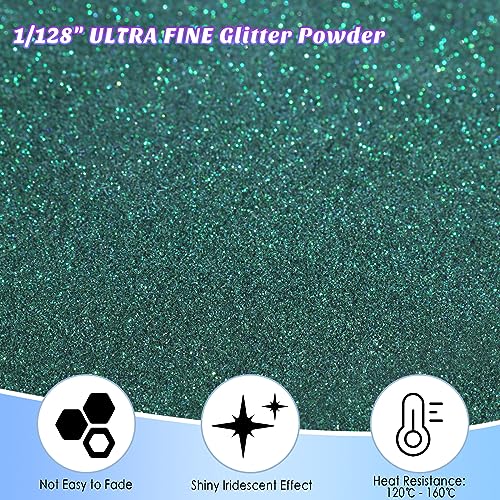 Ceya Ultra Fine Glitter Powder，3.5oz/ 100g Emerald Green Craft Glitter Powder Mixed Fine Iridescent Nail Sequins Flakes for Epoxy Resin, DIY Crafts ceya