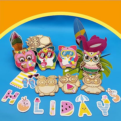 36 Sets Owl Unfinished Wooden Ornaments Craft Make Your Own Owl Blank DIY Owl Cutout Hanging Slices for Kids Xmas Tree Craft Painting All Festival