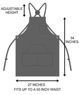 Hudson Durable Goods Adjustable Crossback Denim Apron with Pockets – 34 x 27 In. Chefs Apron with 4 Pockets and Loop Fits Most – Black Denim Apron Hudson Durable Goods