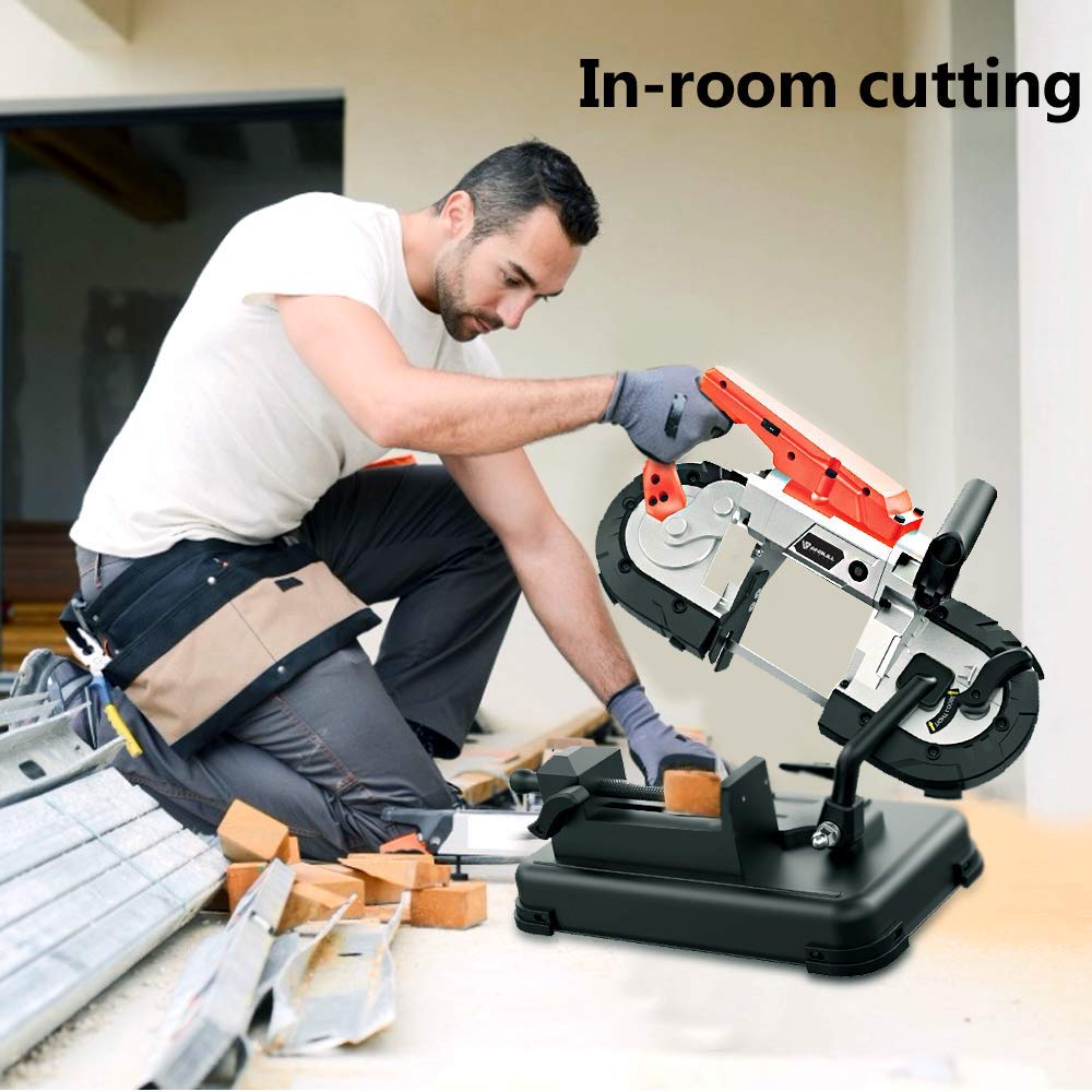 Anbull Portable Band Saw with Upgraded Removable Alloy Steel Base, 45°-90° Metal Cutting, 10A 1100W Motor, 5-inch Deep Cut, with .025-by-44-7/8-Inch Anbull