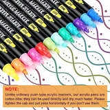 NAWOD 40 Colors Dual Tip Acrylic Paint Pens Markers, With Fine and Medium Tip, for Rock Painting, Canvas, Wood, Glass, Ceramic, Stone, Fabric, NAWOD
