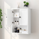 OONNEE White Bathroom Wall Cabinet 24x30 Inch Over Toilet Storage Cabinet Wall Mounted Wooden Medicine Cabinet with Adjustable Shelf, 2-Door Wall OONNEE