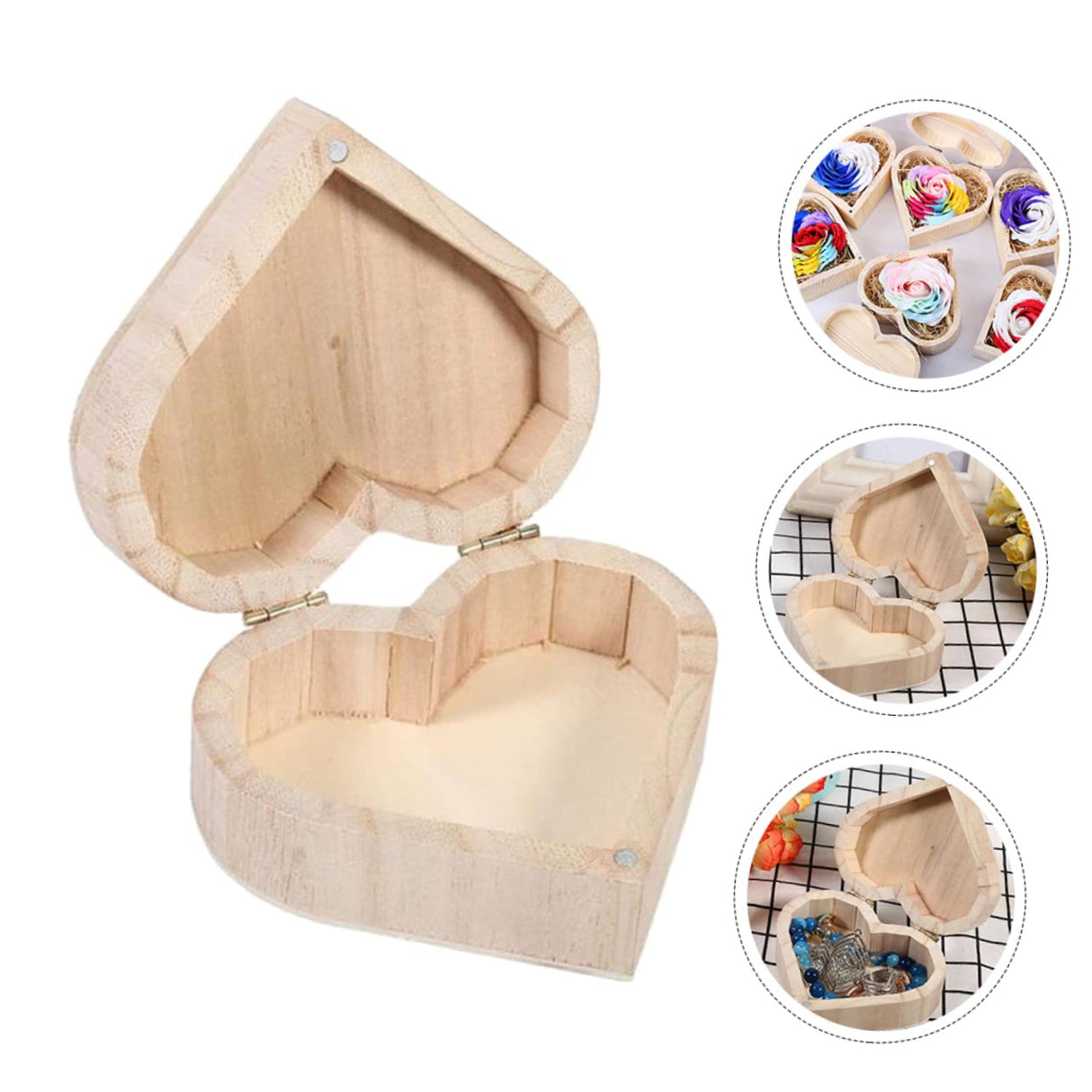 ABOOFAN Box Engagement Ring Wooden Jewelry Holder Case Small Organizer Wooden Holder Ring Chest Organizer Heart Mini Storage Toy Container Jewelry ABOOFAN