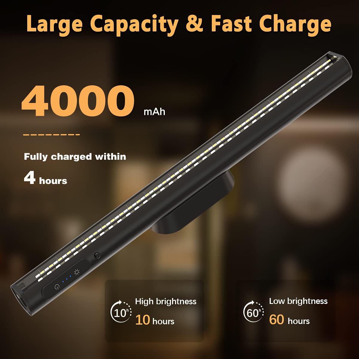 bravzurg Rechargeable Magnetic LED Light Bar with Remote, Under Cabinet Lighting Wireless, Battery Powered Operated Wall Strip Lights, Dimmable Desk bravzurg