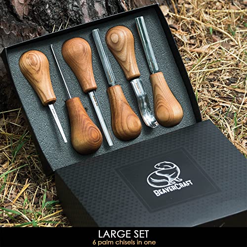 BeaverCraft Wood Carving Tools SC05 Wood Carving Kit Wood Carving Set Wood Carving Knife Woodcarving Tools Wood Carving Palm Gouges Wood Chisels BeaverCraft