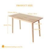 Ironalita Solid Wood Dining Table Small Rectangle Kitchen Table for Small Spaces, 47" Mid Century Modern Natural Wooden Dinning Tables, Solid Wood Ironalita