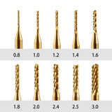 End Mill Sets,10Pcs Titanium Coat End Mill,1/8" Shank 0.8-3mm Micro End Mill Engraving Bits CNC Router Bits for Dremel Rotary Tools HOZLY