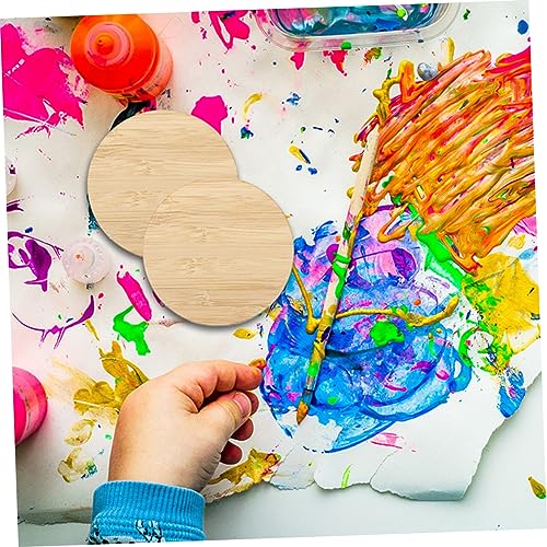 Operitacx 10pcs Round Bamboo Unfinished Bamboo Chips Premium Unfinished Slices Unfinished Round Chips Circle Blank Cutouts Painting Materials Operitacx