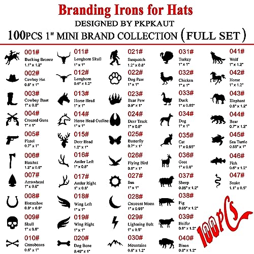 Custom PKPKAUT 100-Piece Mini Branding Iron Set for Hats, Wood, and Leather Crafting PKPKAUT