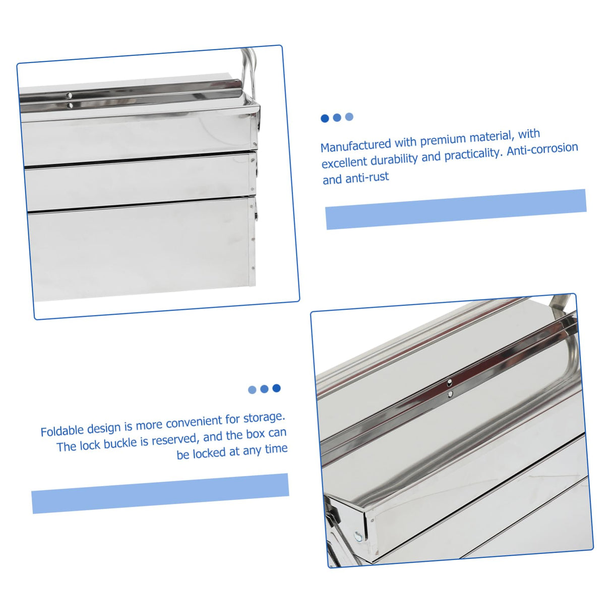 Veemoon 1pc Box Folding Toolbox Home Tools Portable Toolbox Rolling Tool Tray Metal Craft Storage Small Tool Chest Machinist Tools Storage Case Veemoon