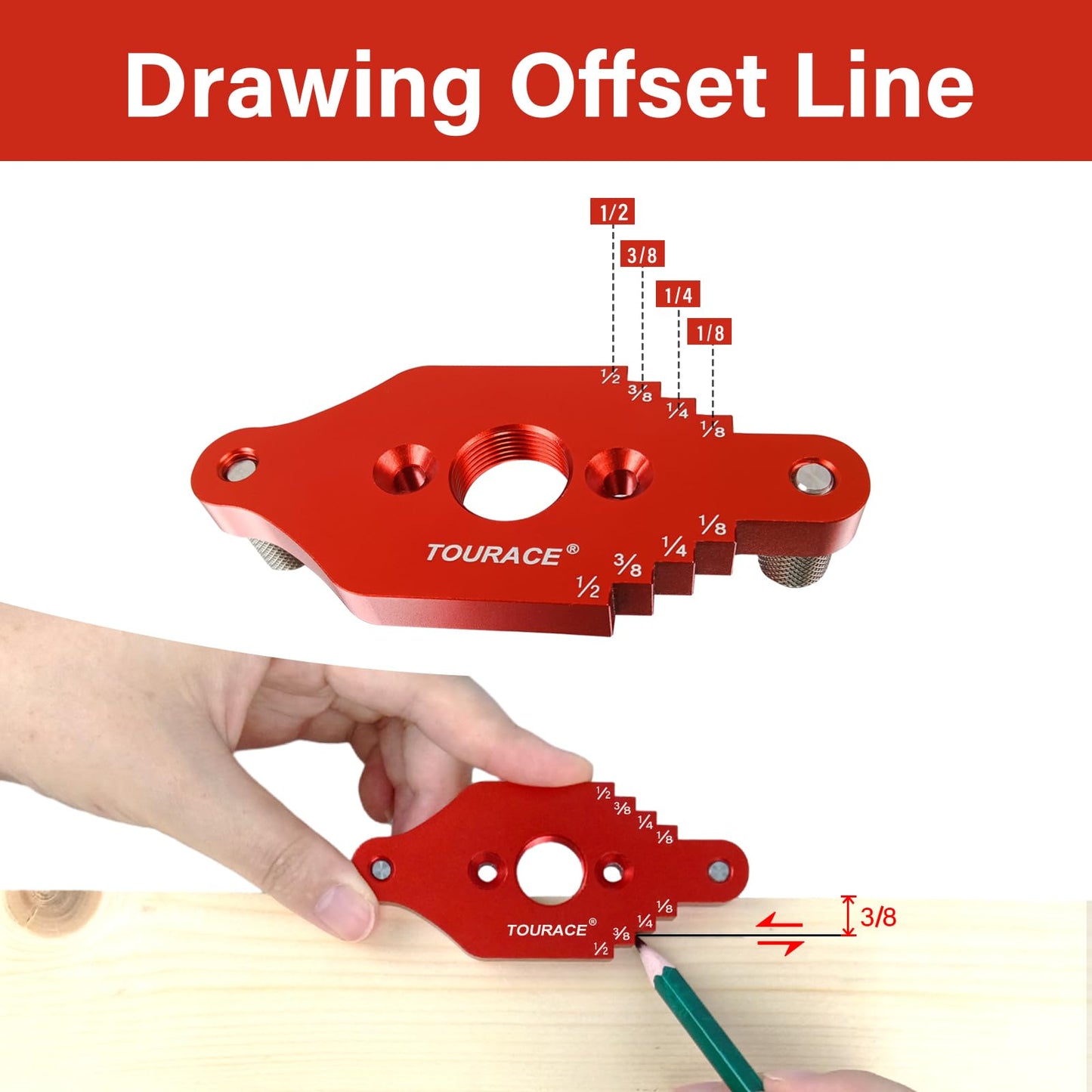 TOURACE Adjustable Drill Jig with Drill Bit for Floating Shelf, Portable Dowel Drill Guide Jig, Biscuit & Plate Joiner Woodworking Tool, Pocket Screw - WoodArtSupply