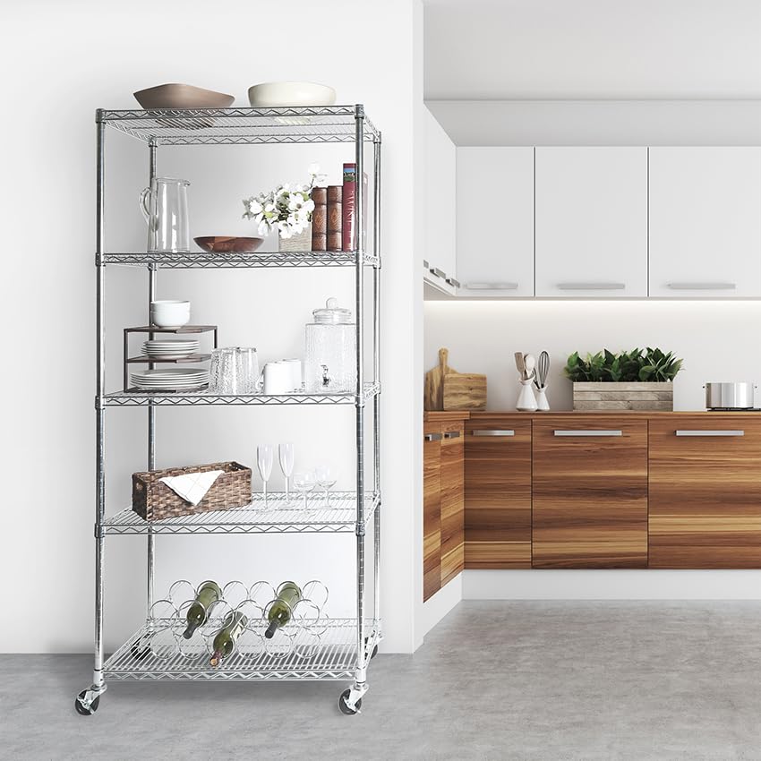 Seville Classics UltraDurable Heavy Duty NSF Solid Steel Wire Rack Storage Unit, Organizer for Garage, Warehouse, Office, Restaurant, Classroom, Seville Classics