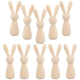 VILLCASE 10pcs House Decorations for Home Wooden Playset Home Accessories Decor Shelf Decorations Wooden Toys Wooden Rabbits Unfinished Wood Peg VILLCASE