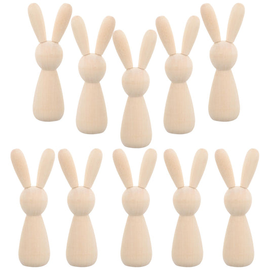 VILLCASE 10pcs House Decorations for Home Wooden Playset Home Accessories Decor Shelf Decorations Wooden Toys Wooden Rabbits Unfinished Wood Peg