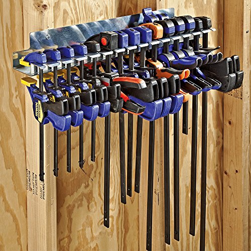 Quick-Release Bar Clamp Rack – Tool Storage Rack Holds 15 Bar Clamps - Sturdy Galvanized Steel Bar Clamp Rack - 24-3/8" Long Clamp Rack Woodworking ROCKLER