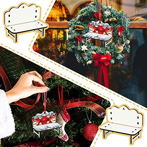 Remerry 4 Packs Sublimation Blank Bench Decor DIY Christmas Ornament Double-Sided Blanks Chair for Christmas Festival Decoration(Classic Style)