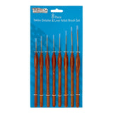 U.S. Art Supply 8 Piece Taklon Detail and Liner Artist Brush Set with Wood Comfort Grip Handles - Art, Detailing, Acrylic, Oil, Watercolor U.S. Art Supply