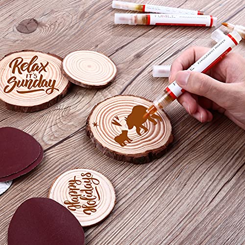 FUMILE Wood Burning Pen Set with 6PCS Scorch Pen Marker, 4PCS Wood Chips, 4PCS Sandpapers for DIY Wood Painting, Suitable for Artists and Beginners