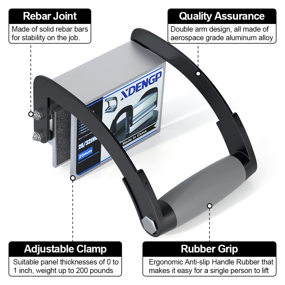 XDENGP Panel and Plywood Carrier（2 Pack）, Plywood Lifting Tool and Drywall Carrying Tool, Aluminum Alloy Soft-Grip Handle Gripper Lift for Sheetrock, - WoodArtSupply