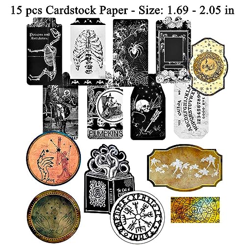 Vilikya Dark Academia Junk Journal Supplies, Vintage Skull Decoupage Paper for Scrapbook Kit, 45pcs Astrology Ephemera for Junk Journals, Mushroom - WoodArtSupply