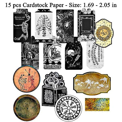 Vilikya Dark Academia Junk Journal Supplies, Vintage Skull Decoupage Paper for Scrapbook Kit, 45pcs Astrology Ephemera for Junk Journals, Mushroom - WoodArtSupply