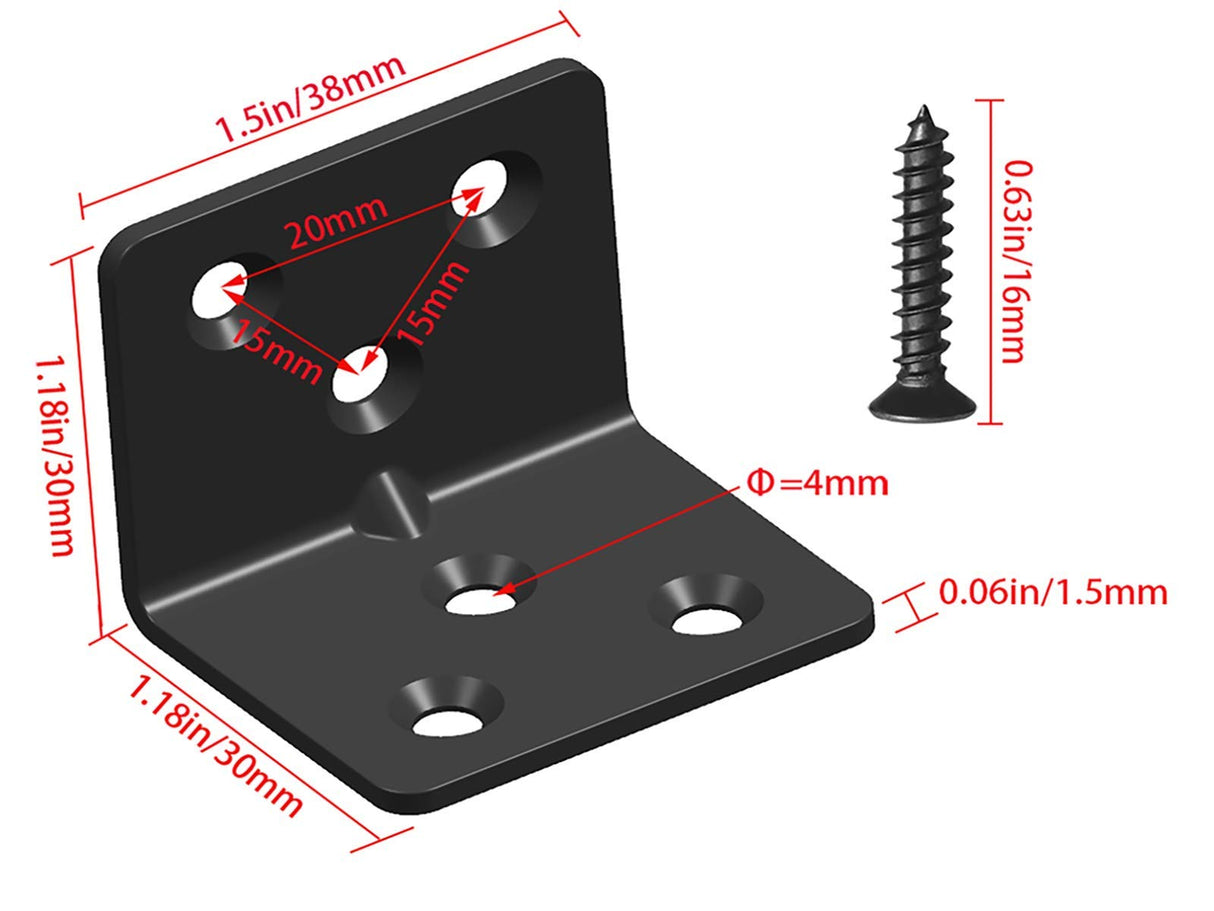 Black Stainless Steel Shelf Bracket,Joint Right Angle Bracket,L Shape Heavy Duty Metal Corner Brace Shelf Supporter Aufuga(16 Pcs) Aufuga