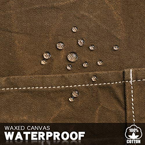 Jeanerlor Waxed Canvas Work Apron for Women with 11 Pockets Water-Resistant Tool Apron Smart Cross-Back Straps Design Adjustable S-M (Coffee) Jeanerlor