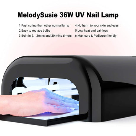 MelodySusie 36W Nail Lamp for Resin, Professional Gel Nail Polish Curing Lamp with 3 Timer Setting, Sliding Tray for Manicure Pedicure Resin, Black MelodySusie