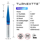 Turnextte 15 Degree V Groove Engraving Router Bit for CNC, Single Flute 0.005 inch Tip and 1/4 inch Shank Carving Bit with Nano Coated Carbide End Turnextte