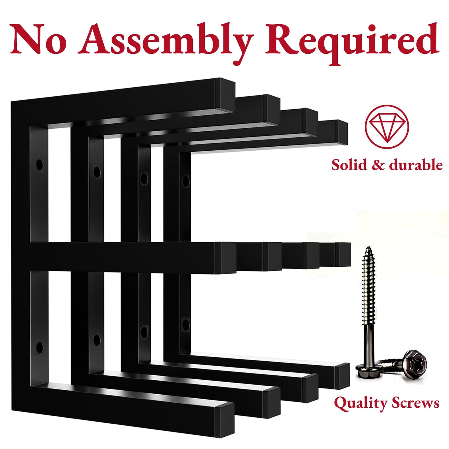 MOOMSINE Lumber Storage Rack Wall Mount, Heavy Duty Metal Wood Organizer with 6-Level Each Shelf Holds Up 200 Lbs, Indoor & Outdoor Use - Black - WoodArtSupply