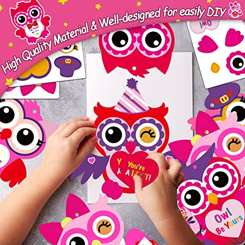 chiazllta 30 PCS Valentine's Day Craft Kits DIY Owl Craft for Kids Valentine's Heart Craft Make Your Own Owl Bulk Set for Home Classroom Game chiazllta