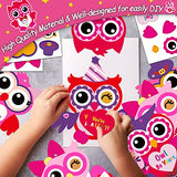 chiazllta 30 PCS Valentine's Day Craft Kits DIY Owl Craft for Kids Valentine's Heart Craft Make Your Own Owl Bulk Set for Home Classroom Game chiazllta