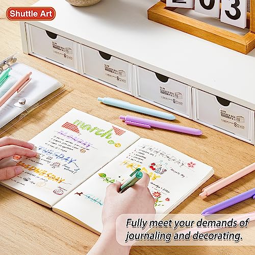 Shuttle Art Colored Retractable Gel Pens, 10 Pastel Ink Colors, Cute Pens 0.5mm Fine Point Quick Drying for Writing Drawing Journaling Note Taking - WoodArtSupply