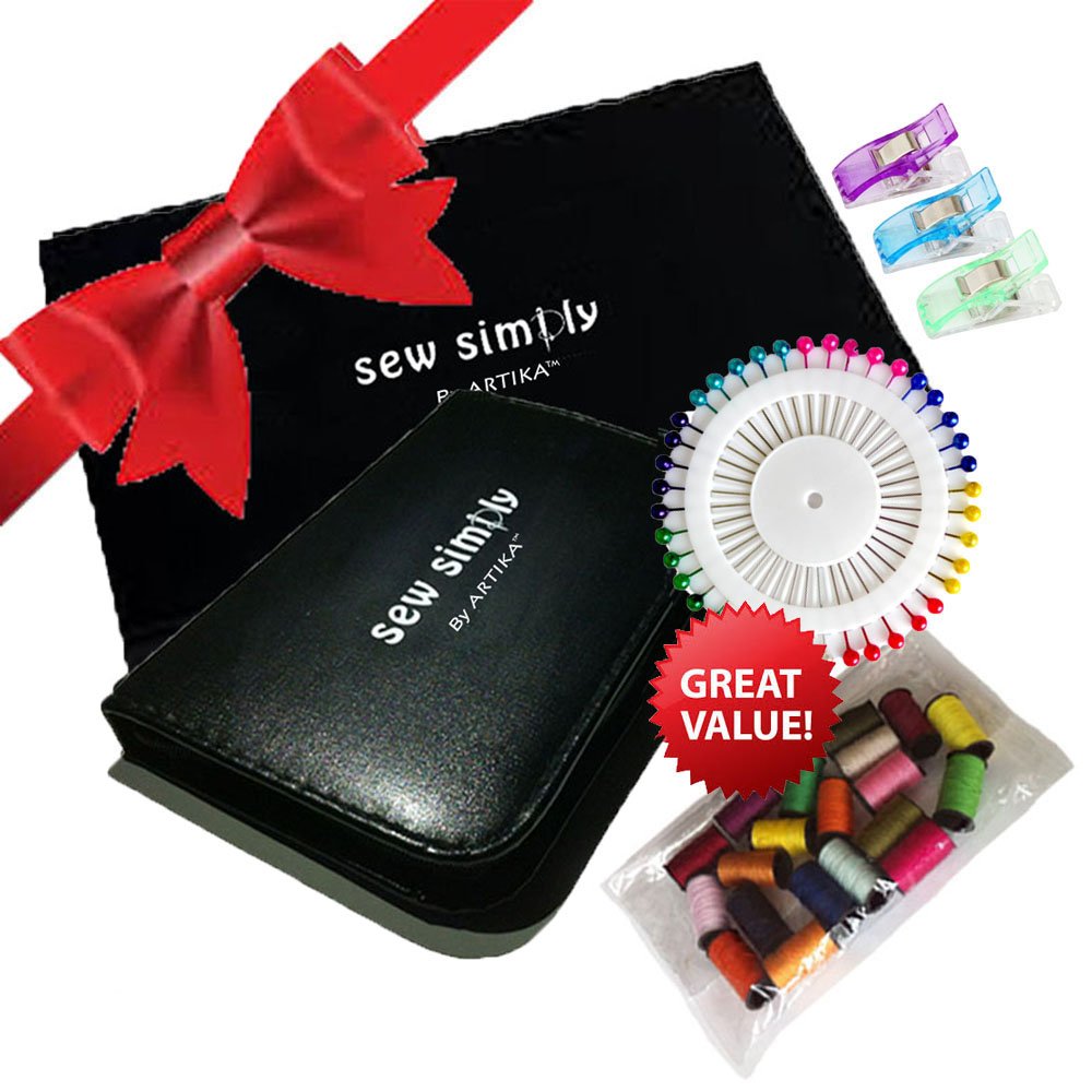 ARTIKA Sewing Kit for Adults and Kids - Small Beginner Set w/Multicolor Thread, Needles, Scissors, Thimble & Clips - Emergency Repair and Travel Kits Artika