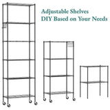 Homdox 6 Tier Wire Shelving Unit on Wheels, Storage Shelves for Garage Kitchen Living Room, Heavy Duty Shelving Rack, 21.26 x 11.42 x 72.05 inch (L x Homdox
