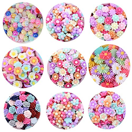 SUKPSY 100 Pcs Flatback Resin Flowers Mixed Loose Embellishments for DIY Crafts Hair Clips Phone Case Decorations Accessories (100)… SUKPSY