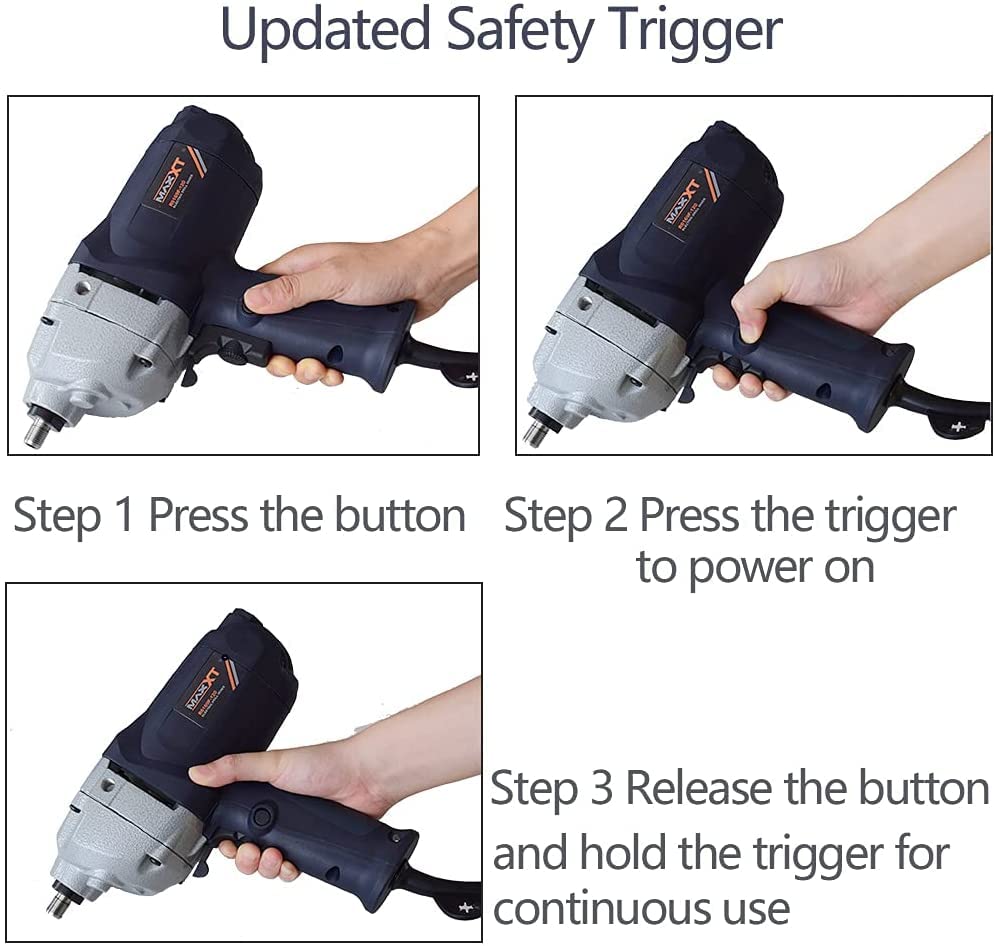 MAXXT Drill Mixer Set with Spade Handle 1/2 inch Electric Corded Mixing Drill Machine 9A Motor Concrete Mud Mixer MAXXT