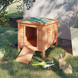 PawHut Small Wooden Rabbit Hutch Bunny Cage Guinea Pig Cage Duck House Dog House with Openable & Waterproof Roof, Natural PawHut