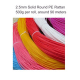 295ft/90m 2.5mm Round Synthetic Rattan Coffee Color, Plastic Wicker Repair Kit, Wicker Basket DIY Weaving Material Feyart