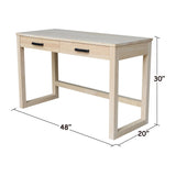 IC International Concepts International Concepts Carson Solid Wood Desk with Two Drawers, Unfinished IC International Concepts