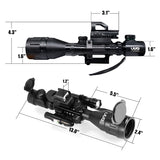 UUQ 4-16X50 AO Rifle Scope Red/Green Illuminated Range Finder Reticle W/Green Laser - Holographic Reflex Red Dot Sight - 5 Brightness Modes UUQ