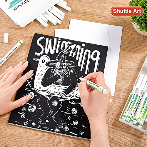 Shuttle Art White Paint Pen, 20 Pack Fine Tip Acrylic Paint Pens, Water-Based Quick Dry Paint Markers for Rock, Wood, Metal, Plastic, Glass, Canvas,