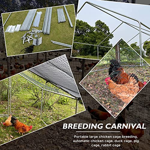 Large Metal Chicken Coop Walk-in Poultry Cage Chicken Run Pen Dog Kennel Duck House with Waterproof and Anti-Ultraviolet Cover for Outdoor Farm - WoodArtSupply