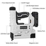 Bielmeier 20V Cordless Brad Nailer, 2-in-1 18 Gauge Nail Gun Battery Powered, Electric Staple Gun for Upholstery, Carpentry, and DIY, Include 2.0Ah BIELMEIER