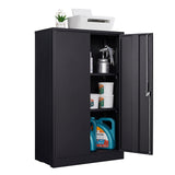 Neylory Metal Storage Cabinet with Locking Doors, Lockable Steel Storage Cabinet with 2 Doors and Shelves, Black Metal Cabinet with Lock, Small Steel Neylory