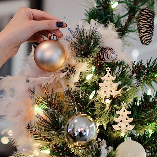 EXCEART Christmas Decorations 100 Pcs Christmas Wooden Ornaments Unfinished Wood Slices Christmas Tree Hanging Decor for DIY Crafts Christmas Holiday EXCEART