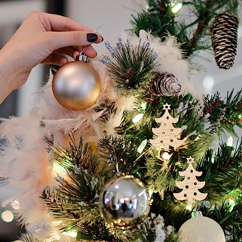 EXCEART Christmas Decorations 100 Pcs Christmas Wooden Ornaments Unfinished Wood Slices Christmas Tree Hanging Decor for DIY Crafts Christmas Holiday