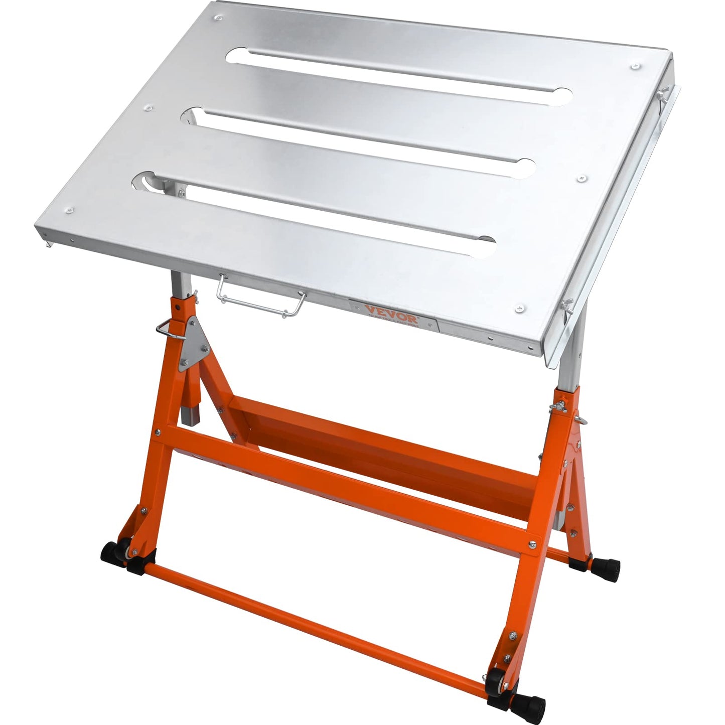 VEVOR Welding Table 30"x20", 400lbs Load Capacity Steel Welding Workbench Table on Wheels, Folding Work Bench with Three 1.1" Slot, 3 Tilt Angles,