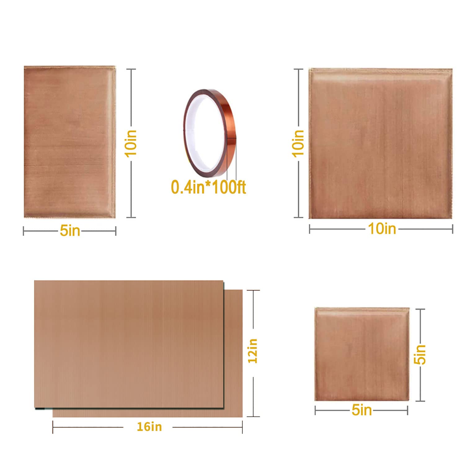 6 Pack Heat Press Pillows Mat Kit -3 Different Size Thermal Teflon Pillow,2 Teflon Sheet and 1 Heat Tape for HTV Project,Ironing VCHOMY